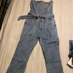 KITTENISH denim cropped jumpsuit